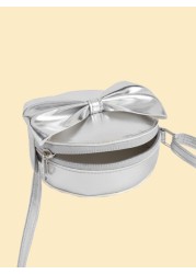 1pc Girls Bowknot Mini Round Crossbody Bag Princess Style Matching Outfit Birthday Gift