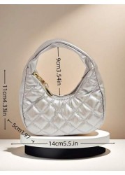 Children s Fashion Embroidered Crescent Moon Shaped Handbag Girls Casual Checkered Coin Purse Lipstick Case Soft Fashionable Pouch Ideal Holiday Gift