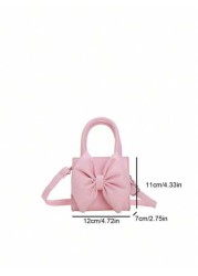 1pc Mini Pu Magnet Closure Fashion Sweet Western Bow Handbag Niche Design Out To Play Shoulder Messenger Bag Korean Highly Attractive Bag Adjustable Shoulder Strap Suitable For Going Out School Commut