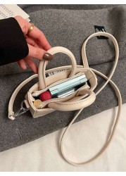 1pc Simple Fashionable Girls Handbag Solid Color PU Leather Letter Shoulder Crossbody Bag