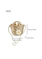 1pc Handbag Drawstring Opening And Closing This Year s Popular Handmade Sunflower Woven Bag For Girl 2025 New Ins Versatile Summer Messenger Bag Shoulder Handbag Comfortable Shoulder Strap Suitable Fo