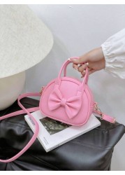 1pc Pu Zipper Fashion Sweet Bow Princess Style Candy Color Handbag Korean French Exquisite Aesthetic Niche Design Adjustable Shoulder Strap Shoulder Messenger Bag Versatile Casual Highly Attractive Ba