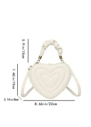 1pc High Grade Heart Shaped Small Bag For Girls Fashionable And Sweet Style Love Hand Held Shoulder Messenger Bag College Style Heart Girl Bag Pu Material Fashionable Girl Bag Girl Love Plaid Elegant