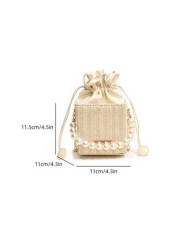 Woven Pearl Mini Handbag Fashion Chain Shoulder Crossbody Bag For Girls