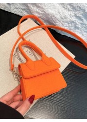 1pc Magnetic Opening And Closing Spring New Korean Cute Mini Bag Crossbody Versatile Casual Handbag Solid Color Versatile Stylish Shoulder Bag Lipstick Bag Coin Bag Suitable For All Occasions Girls Cr