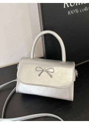 A Mini Casual Versatile Fashionable And Simple Cross Body Bag With A Diamond Shaped Bow Lipstick Suitable For Daily Use Going Out Shopping Dating Coin Purse That Can Be Worn On One Shoulder Or Across