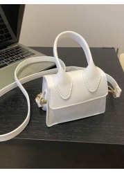 1pc Girls Solid Color PU Flap Closure Mini Handbag Retro Fashion Tote Crossbody Shoulder Bag Suitable For Daily Use