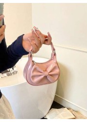 New Bowknot Mini Semi Circle Handbag Fashion Crossbody Bag Bowknot Super Small Lipstick Pouch Bowknot Coin Purse