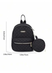 1pc Spring Back To School Girl s Versatile Simple Practical Quilted Backpack With Coin Purse Casual Outdoor Nylon Campus Schoolbag For College Junior High School Students Small And Fashionable Work Co