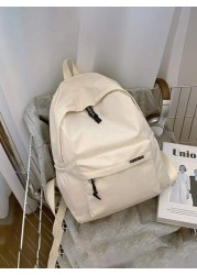 1 PC Back To School Classic Basic Large Capacity School Bag With Laptop Compartment Fashion Versatile All Purpose Backpack Purse Simplicity Solid Color Sports Bag Premium Nylon School Backpack With Ad