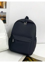 1 Pc Back To School Causal Preppy School Bag Durable Nylon Spacious Multiple Pockets High Capacity With Laptop Compartment Zipper Backpack Purse Solid Color School Backpack Lightweight Bookbags Portab