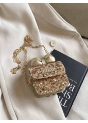 Cute Bowknot Glittering Chain Crossbody Bag Mini Shoulder Bag Casual Outing New Summer