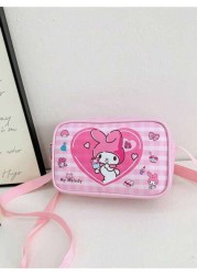 Sanrio 1pc Sanrio Fashion Versatile Girls Crossbody Shoulder Bag Kuromi Cinnamoroll Design PU Leather Kids Small Square Bag