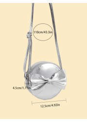 1pc Girls Bowknot Mini Round Crossbody Bag Princess Style Matching Outfit Birthday Gift
