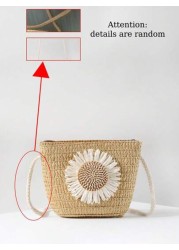 Girls Flower Decor Straw Bag
