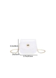 1pc Candy Colored PVC Mini Chain Crossbody Bag For Girls Suitable For Daily Use