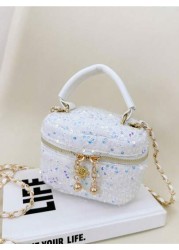 1pc Bucket Bag Diamond Bag High End Parent Child Handbag Fashionable Personalized Multifunctional Bag Cartoon Cute Flower Sequin Chain Handbag Niche Design Shoulder Crossbody Suitable For Shopping Tra