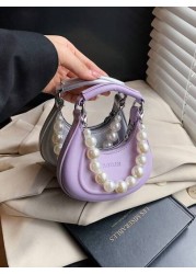 New Korean Style Pearl Handbag With Shoulder Strap Mini Hard Case Moon Decor Accessory Bag Small Women s Purse For Lipstick Coin Key