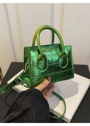 1pc Fashionable And Elegant Fashionable Design Shoulder Crossbody Solid Color Shiny Fresh Armpit Texture Chain Bag Crocodile Pattern Crossbody Bag Girl Korean Version Of Shoulder Bag Solid Color Small