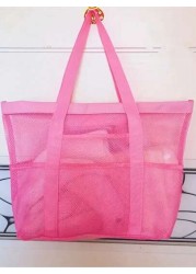1pc Beach Bag Large Capacity Toy Mesh Swimming Bag Wash Shoulder Backpack Outdoor Multi Functional Travel Hand Held Shoulder Beach Bag Swimsuit Storage