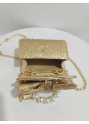 Children s New Pearl Handheld Bag Festival Gift PU Leather Bowknot Fashion Mini Princess Handbag For Little Girls Coin Purse Mini Shoulder Bag