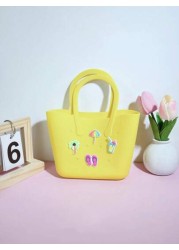1pc Silicone Hollow Tote Bag For DIY Parent Child Storage Beach Use Suitable For Carrying Phone Messenger Bag Maternity Bag