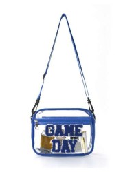 1pc Kids Cute Fashion Tpu Transparent Crossbody Bag Chenille Letters Embroidery Game Day Adjustable Shoulder Strap Zipper Closure Waterproof Simple Style Suitable For Going Out And Daily Commuting Hol