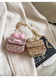 Cute Bowknot Glittering Chain Crossbody Bag Mini Shoulder Bag Casual Outing New Summer
