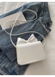 1PC Printed Polka Dot Three Dimensional Bow Underarm Bag Messenger Shoulder Girl s New Fashion Simple Small Square Summer Versatile Commuter Bag Magnetic Design Meet Basic Storage Needs Strong Practic