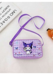 Sanrio 1pc Sanrio Fashion Versatile Girls Crossbody Shoulder Bag Kuromi Cinnamoroll Design PU Leather Kids Small Square Bag