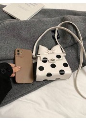 1pc Fashionable And Cute Polka Dot Kelly French Retro High End One Shoulder Crossbody Handheld Mini Lipstick Bag Children s Bag With A Fashionable And Exquisite Polka Dot Shape Of The Small Square Bag