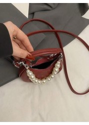 New Korean Style Pearl Handbag With Shoulder Strap Mini Hard Case Moon Decor Accessory Bag Small Women s Purse For Lipstick Coin Key