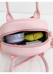 1pc Pu Zipper Fashion Sweet Bow Princess Style Candy Color Handbag Korean French Exquisite Aesthetic Niche Design Adjustable Shoulder Strap Shoulder Messenger Bag Versatile Casual Highly Attractive Ba