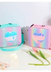 Holographic Lunch Bag Rainbow Thermal Insulated Bag Outdoor Picnic Bento Box Takeaway Bag Simple Shoulder Bag For Girls