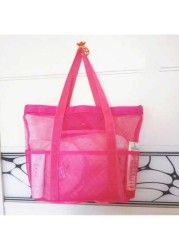 1pc Beach Bag Large Capacity Toy Mesh Swimming Bag Wash Shoulder Backpack Outdoor Multi Functional Travel Hand Held Shoulder Beach Bag Swimsuit Storage