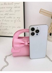 1pc Fashionable Popular Chain Bag Handbag Bow Shoulder Bag Cute Crossbody Bag With Cute Sweet Bow Decoration Handbag Pu Material Magnetic Buckle Opening And Closing Suitable For Shopping Attending Par