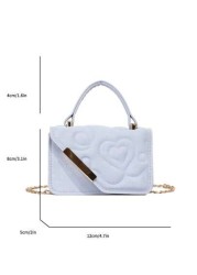 1pc Niche Bag Mini Leather Bag Small Square Bag Love Flower Print Multifunctional Metal Chain Casual Fashion Handbag Suitable For Teenagers To Travel Daily Matching Suitable For Shopping And Daily Use