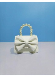 Children s New Pearl Handheld Bag Festival Gift PU Leather Bowknot Fashion Mini Princess Handbag For Little Girls Coin Purse Mini Shoulder Bag
