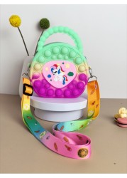 Heart Shaped Handbag Silicone Crossbody Bag Unicorn Wallet Stress Relief Waterproof Durable Storage Pouch Glossy Chain Link Stylish Eye Catching Crossbody Bag Suitable For All Daily Use