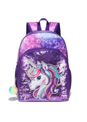 3PCSBackpack Sequined Backpack Shoulder Bag Lunch Box Pencil Case