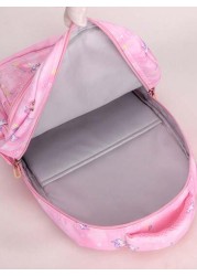 Large Capacity Shockproof Multi Layer Children s Backpack Waterproof Schoolbag With Pendant Decoration Printed Unicorn Pattern Shoulder Bag