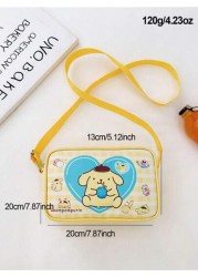 Sanrio 1pc Sanrio Fashion Versatile Girls Crossbody Shoulder Bag Kuromi Cinnamoroll Design PU Leather Kids Small Square Bag