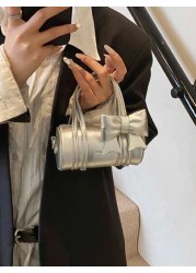 Fashion Bow Mini Handbag Solid Color Cute Small Crossbody Bag Lipstick Pouch
