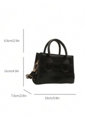 1pc Fashionable And Elegant Fashionable Design Shoulder Crossbody Solid Color Shiny Fresh Armpit Texture Chain Bag Crocodile Pattern Crossbody Bag Girl Korean Version Of Shoulder Bag Solid Color Small