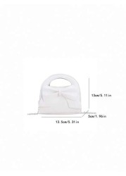 1pc Fashionable Popular Chain Bag Handbag Bow Shoulder Bag Cute Crossbody Bag With Cute Sweet Bow Decoration Handbag Pu Material Magnetic Buckle Opening And Closing Suitable For Shopping Attending Par