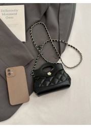 New Quilted Mini Handbag Contrast Color Small Crossbody Bag Lipstick Clutch Evening Mini Bag