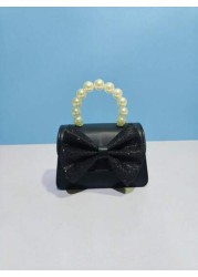 Children s New Pearl Handheld Bag Festival Gift PU Leather Bowknot Fashion Mini Princess Handbag For Little Girls Coin Purse Mini Shoulder Bag