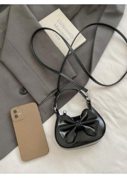 New Bowknot Mini Semi Circle Handbag Fashion Crossbody Bag Bowknot Super Small Lipstick Pouch Bowknot Coin Purse